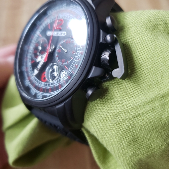 Mens Breed Athletic Watch Black & Red - Picture 7 of 9
